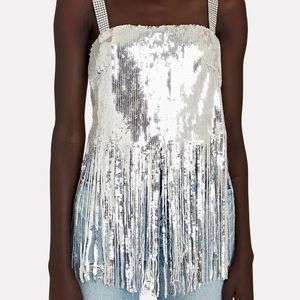 Silver Sequin Fringe Top w/ Tags